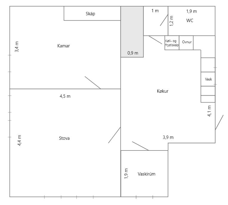 Kjallaraíbúð í Havn til langtíðarleigu.